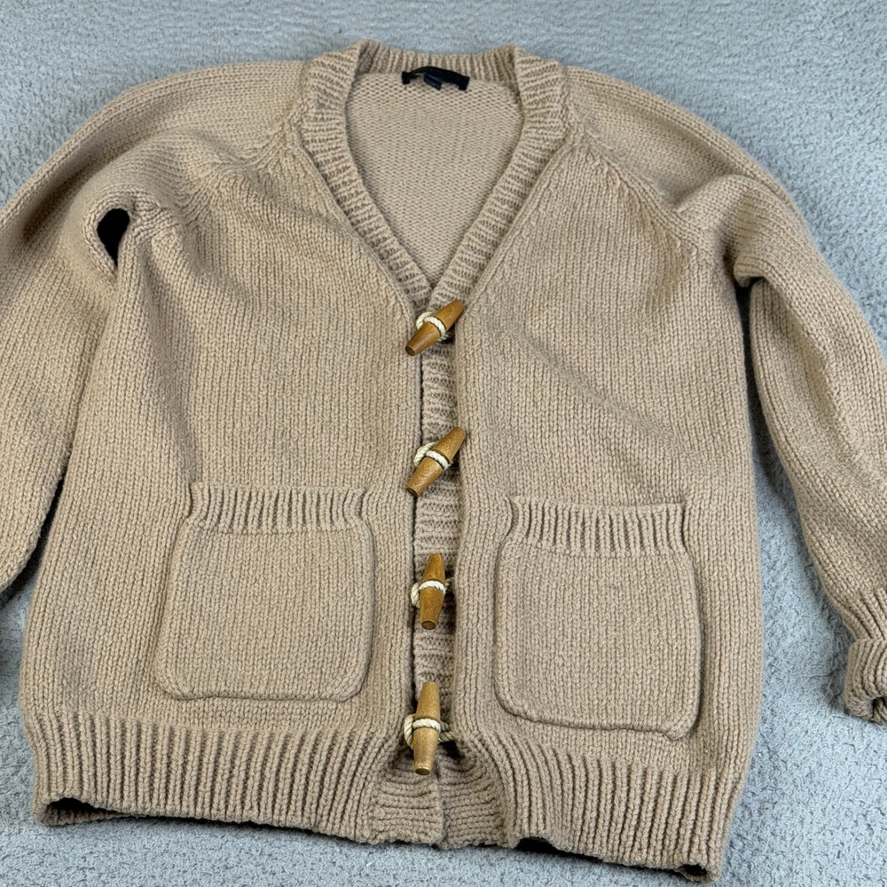Burberry Prorsum Mens M Tan Cashmere Cardigan Knit Toggle Front Sweater Italy